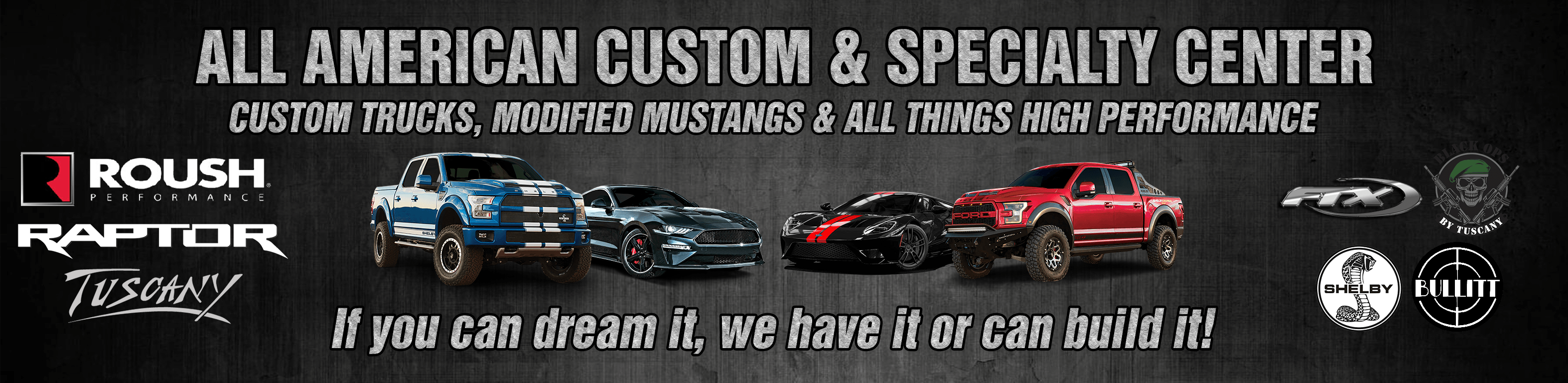 All American Performance Custom Trucks and Modified Mustangs: If you can dream it, we can build it! Call today for available custom options: 866-879-6441