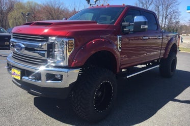 Red Custom Lifted Super Duty with Custom Hood at All American Ford of Paramus in Paramus NJ