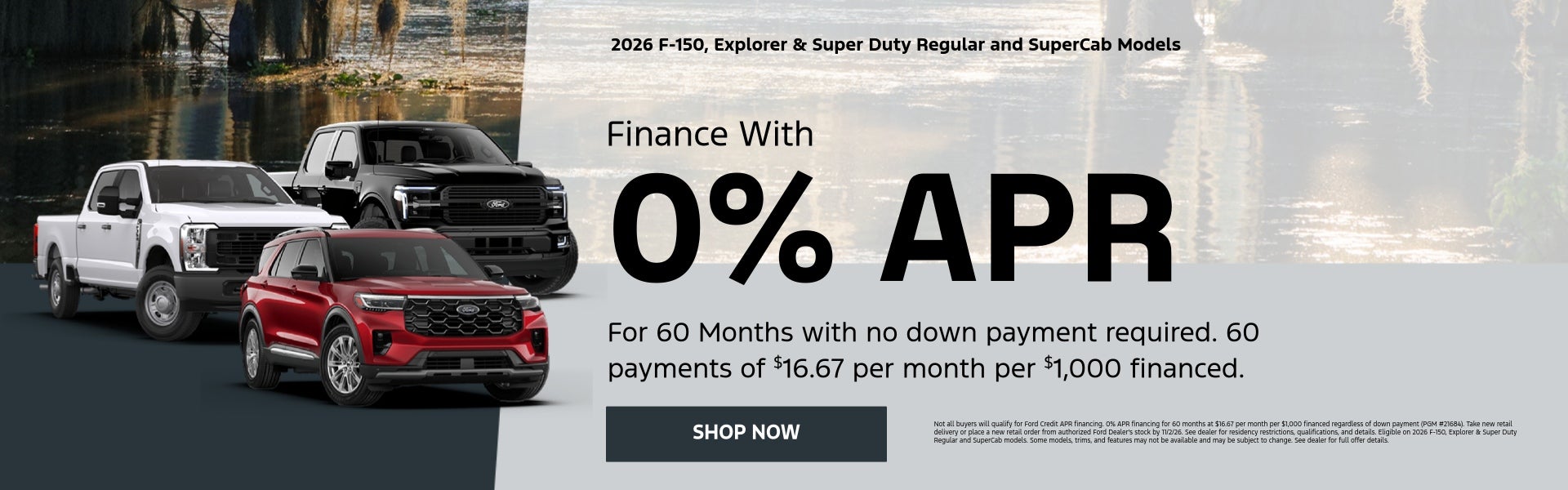 0% APR for 60 Months on 2026 F-150, Explorer, and Super Duty